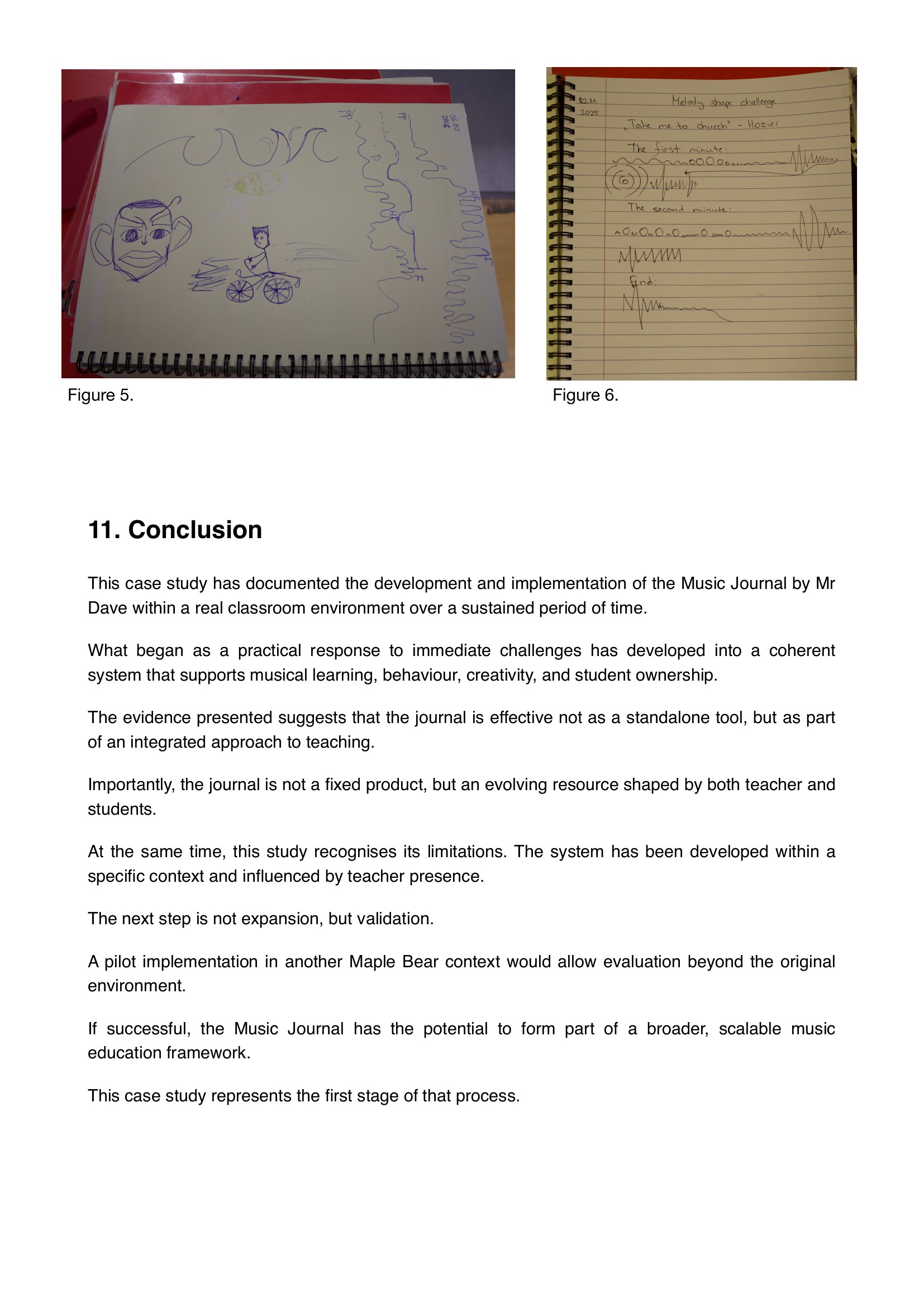 Pilot-edition journals showing student drawings and visualised sound